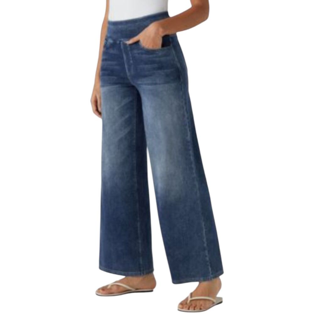 Halara Flex High Waisted Pockets Baggy Wide Leg Washed Casual Jeans L Petite